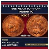 1905 Indian Cent Near Top Pop! 1c ms66+ rd SEGS