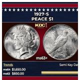 1927-s Peace Dollar $1 ms63+ USCG