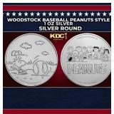 Woodstock Baseball Peanuts Style - 1 oz Silver Rou