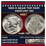 1939-d Mercury Dime Near Top Pop! 10c ms68+ FSB SE