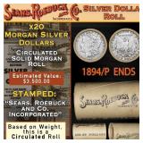 ES- 20 SEARS Circ Morgan Dollar $1 Roll Silver 189