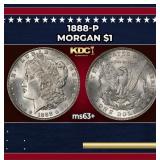 1888-p Morgan Dollar $1 Grades ms63+