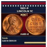 1931-p Lincoln Cent 1c Grades ms66 rd