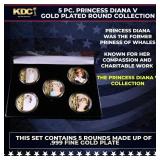 5 Coin Princess Diana V Gold Plated Round Collecti