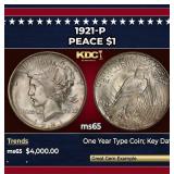 1921-p Peace Dollar $1 ms65 SEGS