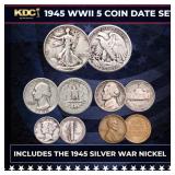 1945 WWII 5 Coin Date Set