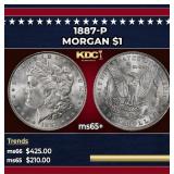 1887-p Morgan Dollar $1 Grades ms65+