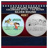 Lucy Pulling Football Colorized Style - 1 oz Silve