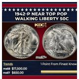 1942-p Walking Liberty Half Dollar Near Top Pop 50
