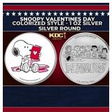 Snoopy Valentines Day Colorized Style - 1 oz Silve