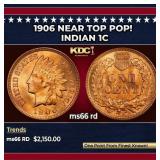 1906 Indian Cent Near Top Pop! 1c ms66 rd SEGS