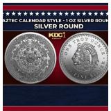 Aztec Calendar Style - 1 oz Silver Round Round