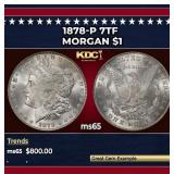 1878-p 7tf Morgan Dollar $1 Grades ms65