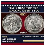 1940-s Walking Liberty Half Dollar Near Top Pop 50