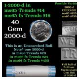 BU Shotgun Jefferson 5c roll, 2000-d 40 pcs Bank $