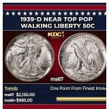 1939-d Walking Liberty Half Dollar Near Top Pop 50
