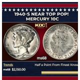 1940-s Mercury Dime Near Top Pop! 10c ms68 SEGS