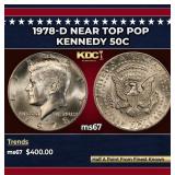 1978-d Kennedy Half Dollar Near Top Pop 50c ms67 S