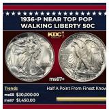 1936-p Walking Liberty Half Dollar Near Top Pop 50