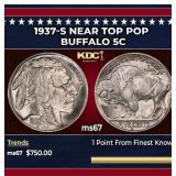 1937-s Buffalo Nickel Near Top Pop 5c ms67 SEGS