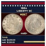 1884 Liberty Nickel 5c ms65+ SEGS
