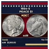 1934-s Peace Dollar $1 au58 SEGS