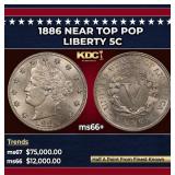 1886 Liberty Nickel Near Top Pop 5c ms66+ SEGS