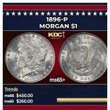 1896-p Morgan Dollar $1 Grades ms65+