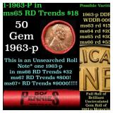 BU Shotgun Lincoln 1c roll, 1963-p 50 pcs Bank Wra