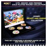 5 Coin Disney Mickey and Friends Gold Plated Round