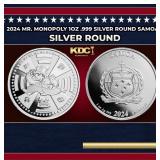 2024 Mr. Monopoly 1oz .999 Silver Round Samoa Roun