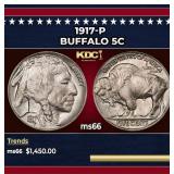 1917-p Buffalo Nickel 5c ms66 SEGS