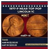 1977-p Lincoln Cent Near Top Pop 1c ms67+ rd SEGS