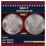 1880-p Morgan Dollar $1 Grades ms64+