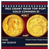1922 Grant Gold Commem Dollar Near Top Pop! 1 ms67