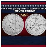 Gun & Rod (Deer) Style - 1 oz Silver Round Round