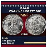 1944-p Walking Liberty Half Dollar 50c ms66+ SEGS