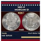 1891-p Morgan Dollar $1 Grades ms63