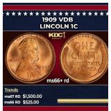 1909 VDB Lincoln Cent 1c ms66+ rd SEGS