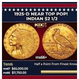 1925-d Gold Indian Quarter Eagle Near Top Pop! $2