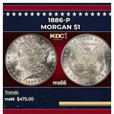 1886-p Morgan Dollar $1 Grades ms66
