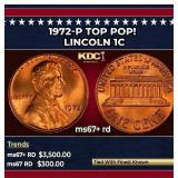 1972-p Lincoln Cent TOP POP! 1c ms67+ rd SEGS