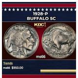 1928-p Buffalo Nickel 5c Grades ms66