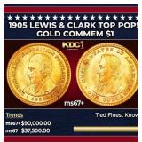1905 Lewis & Clark Gold Commem Dollar TOP POP! 1 m