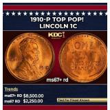 1910-p Lincoln Cent TOP POP! 1c ms67+ rd SEGS