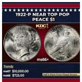 1922-p Peace Dollar Near Top Pop $1 ms66+ SEGS