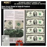 Scarce Uncut Sheet of 4x 1976 $2 Bicentennial Fede