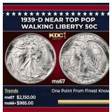 1939-d Walking Liberty Half Dollar Near Top Pop 50