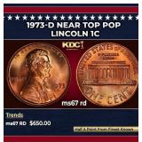 1973-d Lincoln Cent Near Top Pop 1c ms67 rd SEGS