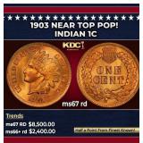 1903 Indian Cent Near Top Pop! 1c ms67 rd SEGS